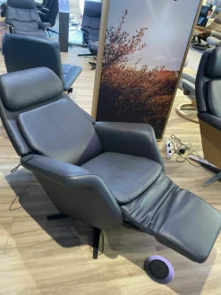 Stressless Relaxsessel|Fernsehsessel|Sessel Sam Sirius Leder Paloma 80 Rock Grau Gestell Metall Schwarz Matt Elektrisch Verstellbar