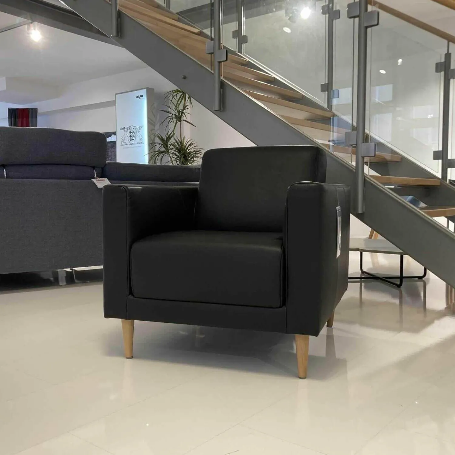 freistil Rolf Benz Relaxsessel|Sessel SE 141 Leder 8006 Schwarz Füße Holz