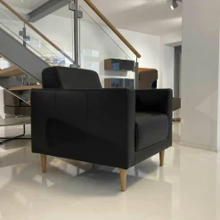 freistil Rolf Benz Relaxsessel|Sessel SE 141 Leder 8006 Schwarz Füße Holz