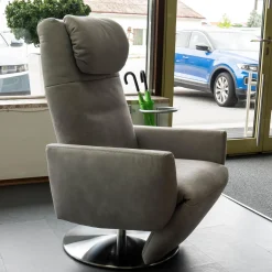 Koinor Relaxsessel|Sessel Sean M Kalma Leder A-India Asphalt Fuß Drehteller Edelstahl Inklusive Nackenkissen