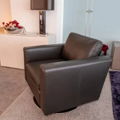 Brühl Loungesessel|Relaxsessel|Sessel Serge Leder Anthrazit Grau Tellerfuß Chrom