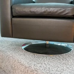 Brühl Loungesessel|Relaxsessel|Sessel Serge Leder Anthrazit Grau Tellerfuß Chrom