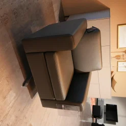 Brühl Loungesessel|Sessel Serge S1mLK Bezug Leder Unit Schlamm Braun Kreuzfuß Drehbar Verchromt Glänzend