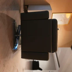 Brühl Loungesessel|Sessel Serge S1mLK Bezug Leder Unit Schlamm Braun Kreuzfuß Drehbar Verchromt Glänzend