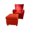 Contur Relaxsessel|Sessel Sergio Stoff Chenille Terracotta Rot Inklusive Hocker