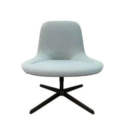 Walter Knoll Einzelstühle|Sessel Sheru 346 Stoff Fiord 2 0821 Blau Grau Gestell 4 Fuß Kreuz Bronze Schwarz Matt Pulverbeschichtet