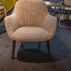 Walter Knoll Einzelstühle|Sessel Sheru Mit Armlehnen Bezug Innen Stof Sorel 7873 Grau Außen Leder Elen 1406 Taupe Grau 4 Bein Gestell Eiche Geflemmt
