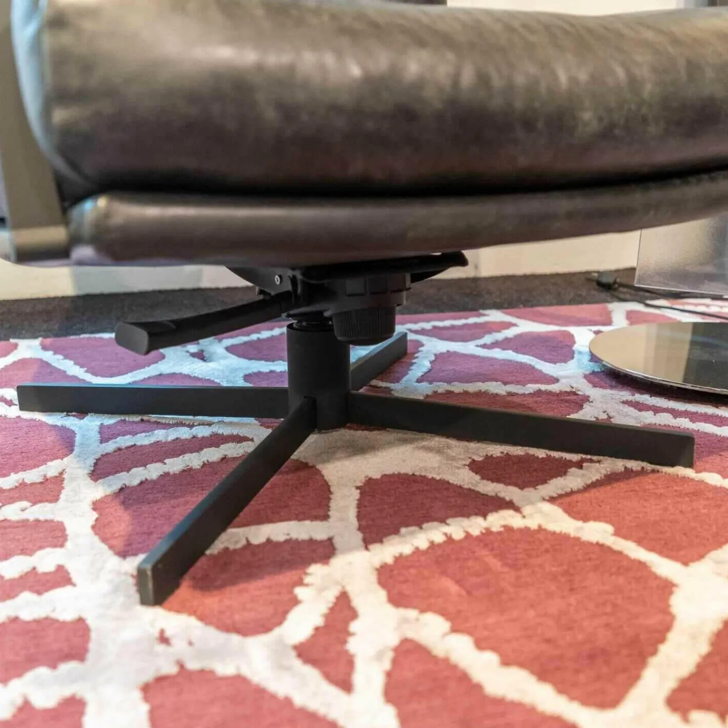 Signet Relaxsessel|Sessel Si Gin Leder Rancho Schwarz Drehkreuz Samtlack Schwarz Mit Hocker