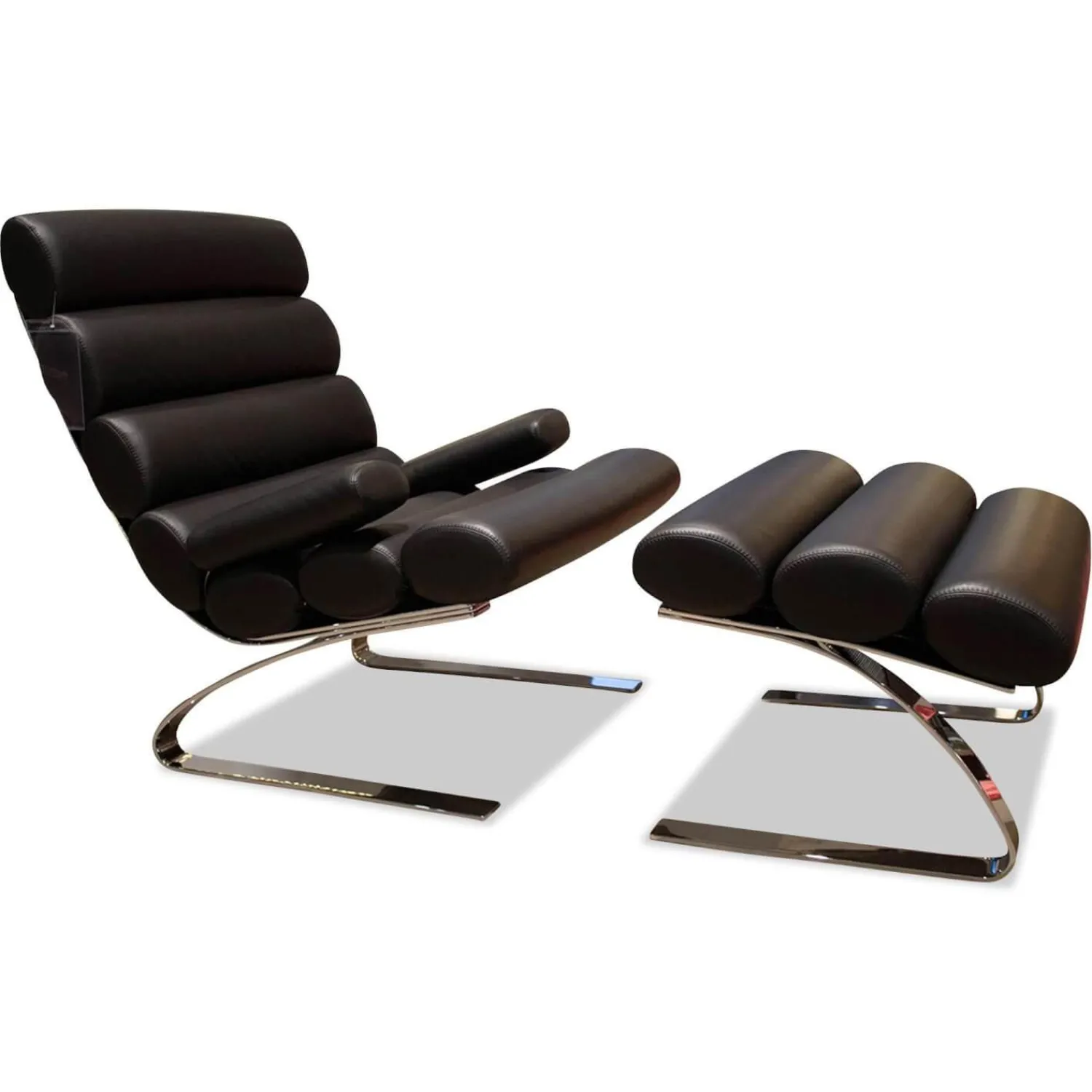 COR Loungesessel|Sessel Sinus 23111 Leder 486 Schwarz Gestell Verchromt mit Sessel