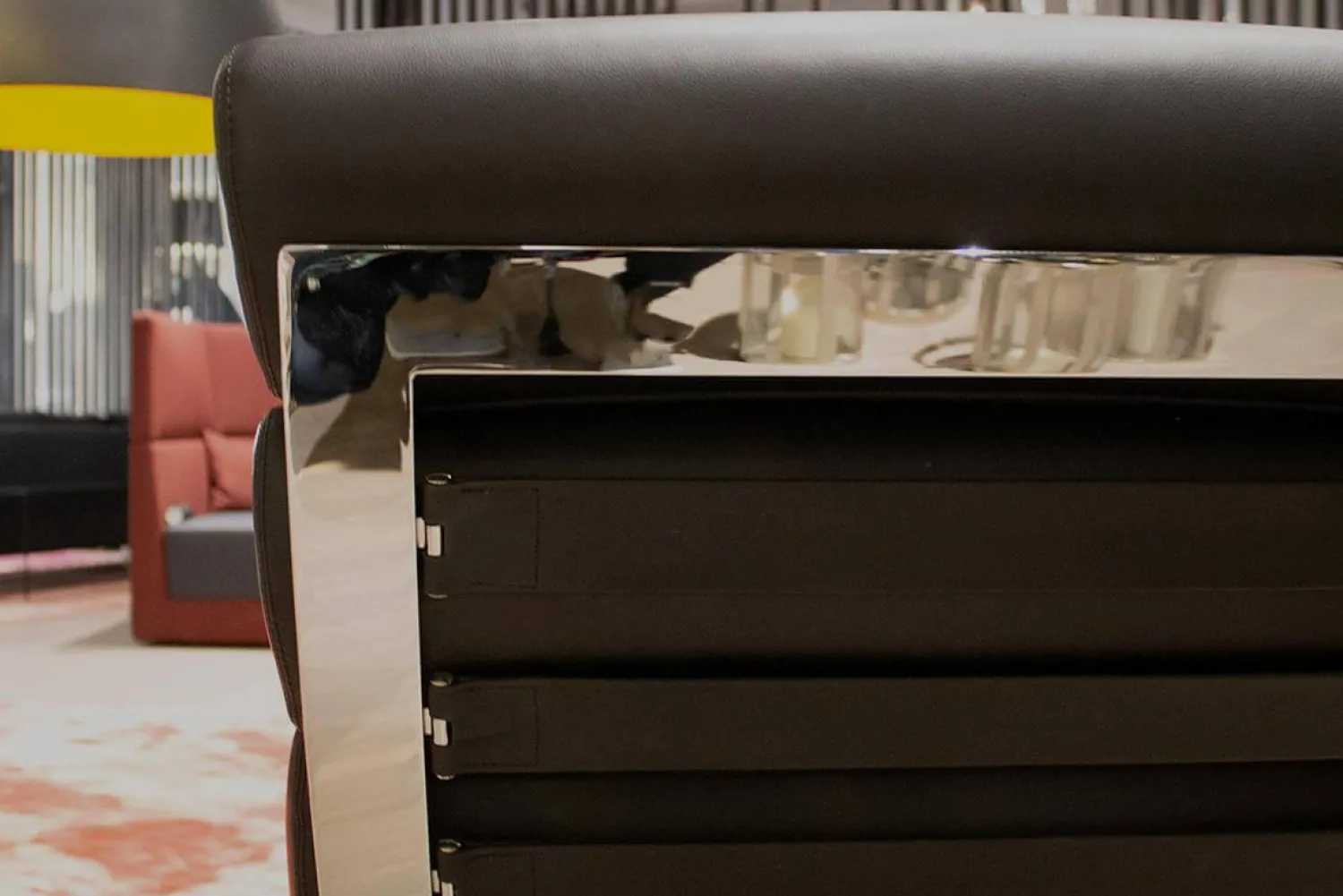 COR Loungesessel|Sessel Sinus 23111 Leder 486 Schwarz Gestell Verchromt mit Sessel