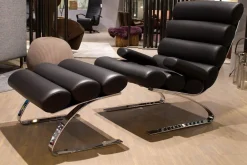 COR Loungesessel|Sessel Sinus 23111 Leder 486 Schwarz Gestell Verchromt mit Sessel