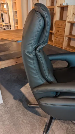 Hukla Relaxsessel|Sessel Smart Leder Credo Anthrazit Sternfuß Edelstahl