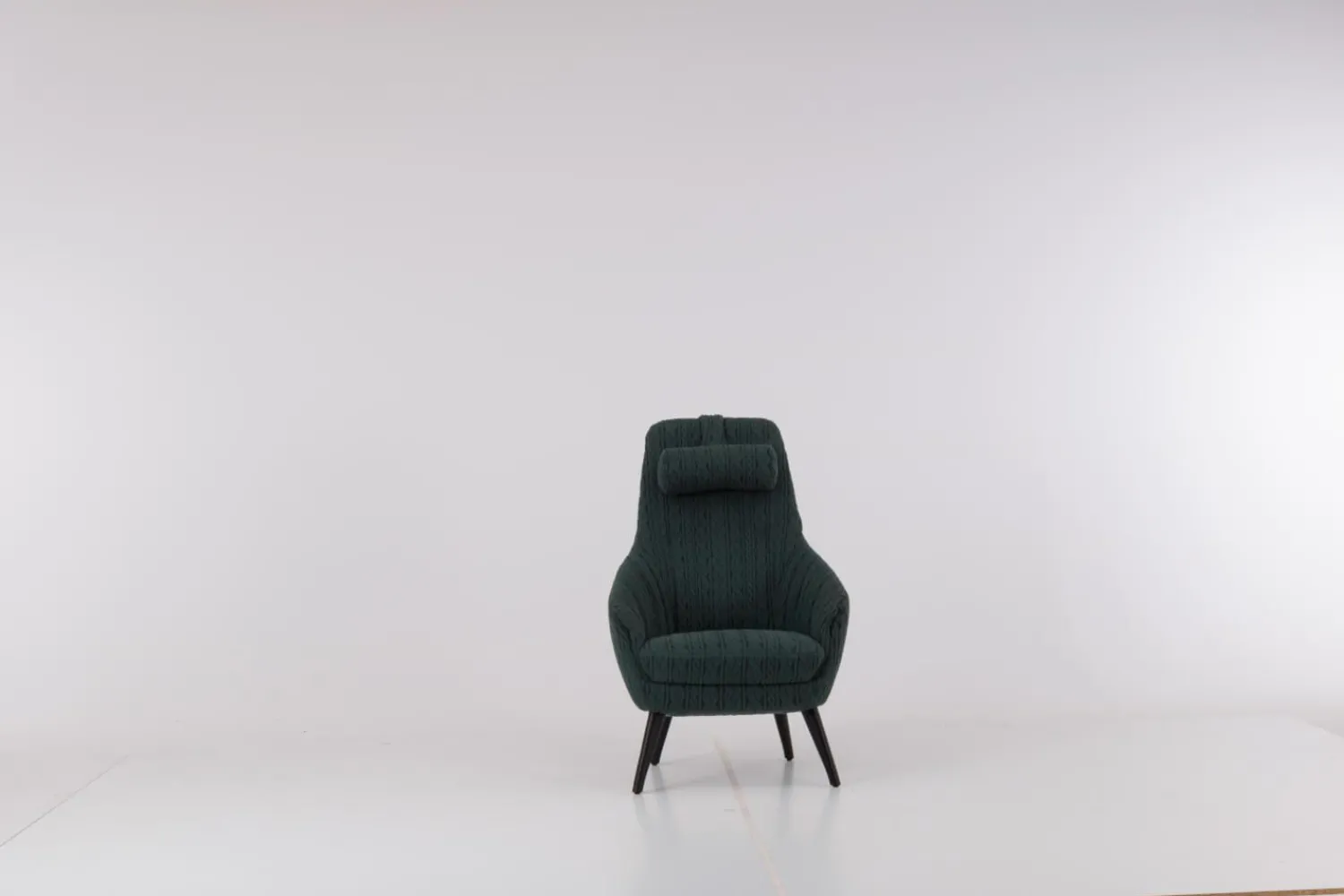 Werther Relaxsessel|Sessel Sola Stoff Cricket Reed K5232 01 Grün Füße Holz Schwarz Inklusive Nackenkissen