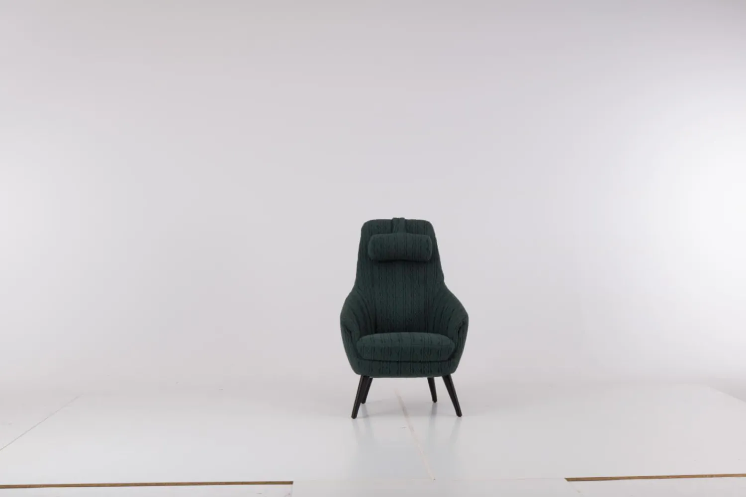 Werther Relaxsessel|Sessel Sola Stoff Cricket Reed K5232 01 Grün Füße Holz Schwarz Inklusive Nackenkissen