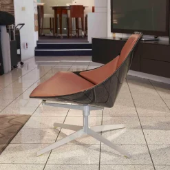 Fritz Hansen Relaxsessel|Sessel Space JI 11 Schwarz Hochglanz Softleder Cognacfarbig Kat. 6