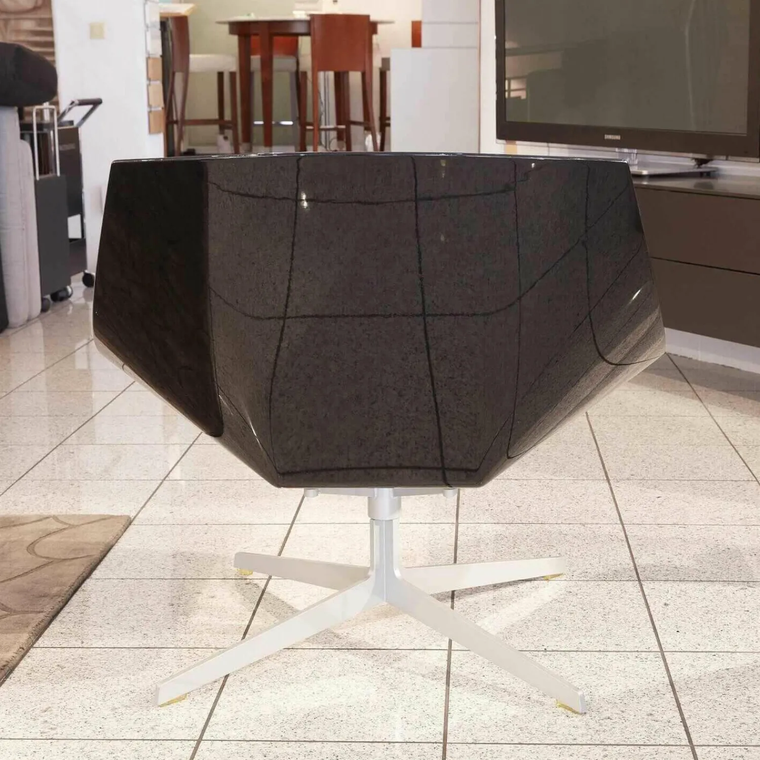 Fritz Hansen Relaxsessel|Sessel Space JI 11 Schwarz Hochglanz Softleder Cognacfarbig Kat. 6