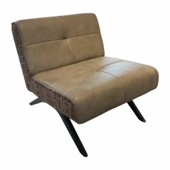 JOOP! Loungesessel|Sessel Square Leder Eleganza Fango Beige Stoff Statement Rose Gestell Buche Schwarz Lackiert