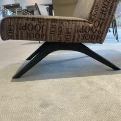 JOOP! Loungesessel|Sessel Square Leder Eleganza Fango Beige Stoff Statement Rose Gestell Buche Schwarz Lackiert