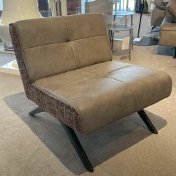 JOOP! Loungesessel|Sessel Square Leder Eleganza Fango Beige Stoff Statement Rose Gestell Buche Schwarz Lackiert