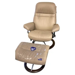Stressless Relaxsessel|Sessel Sunrise M Leder Batick Mole 09 Beige Gestell Signatur 4 Mit Hocker