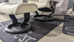 Stressless Relaxsessel|Sessel Sunrise M Leder Paloma Light Grey Grau Gestell Classic Wenge Schwarz Mit Hocker