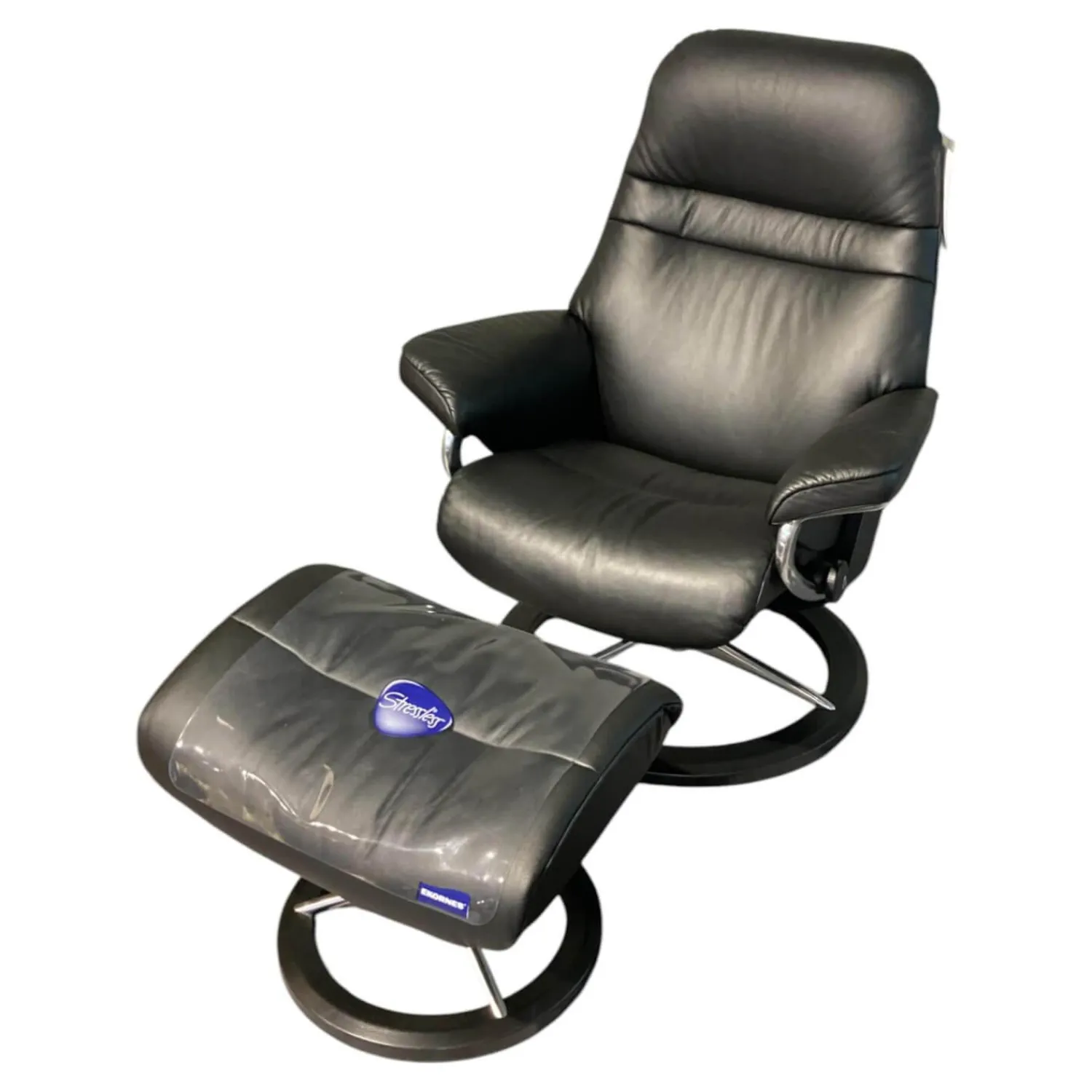 Stressless Relaxsessel|Sessel Sunrise S Leder Paloma Black Schwarz Gestell Signature 40 Alu Poliert Holzfarbe 05 Schwarz