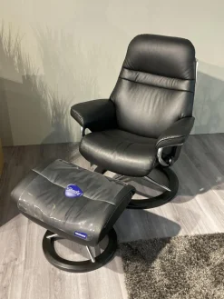 Stressless Relaxsessel|Sessel Sunrise S Leder Paloma Black Schwarz Gestell Signature 40 Alu Poliert Holzfarbe 05 Schwarz