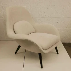 Fredericia Relaxsessel|Sessel Swoon Lounge Stoff Maple 102 Creme Holz Schwarz Lackiert