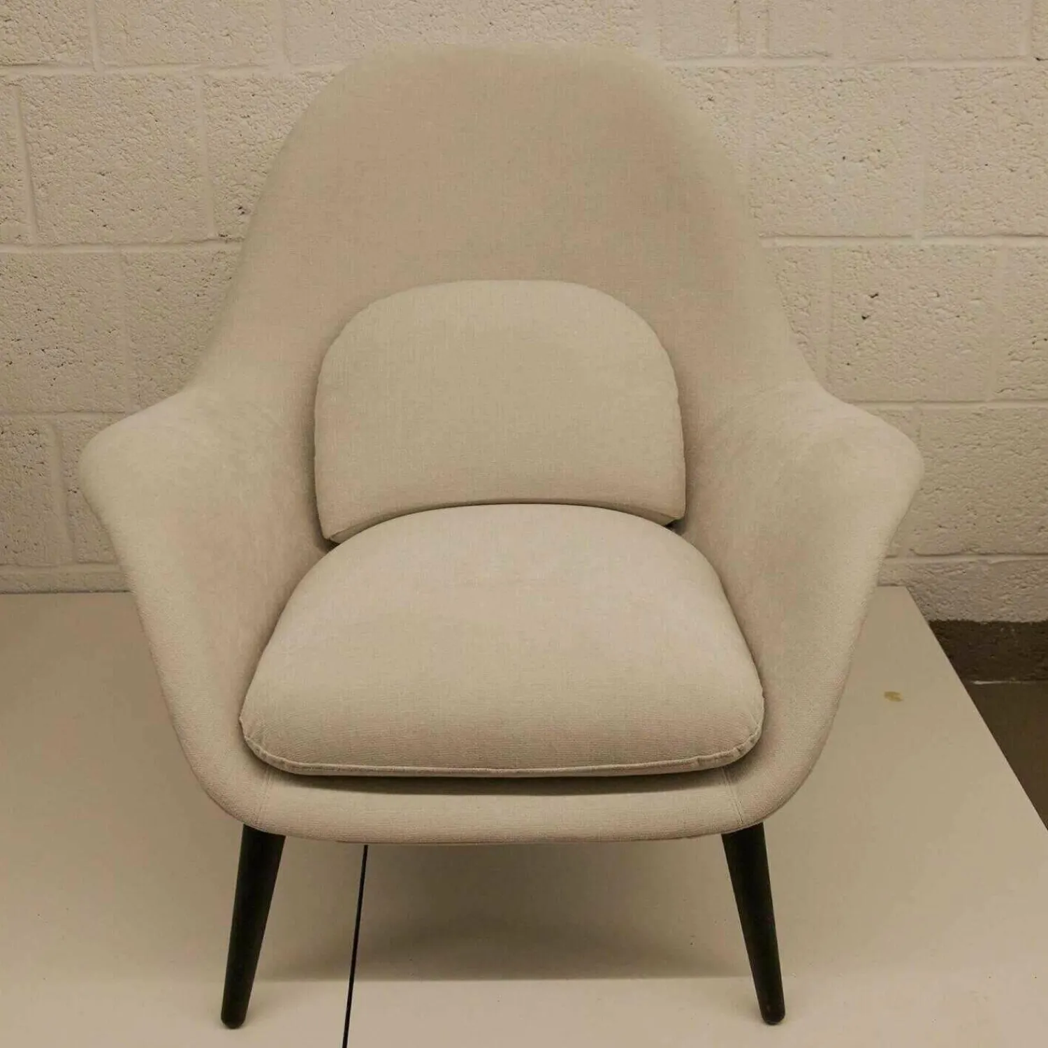 Fredericia Relaxsessel|Sessel Swoon Lounge Stoff Maple 102 Creme Holz Schwarz Lackiert