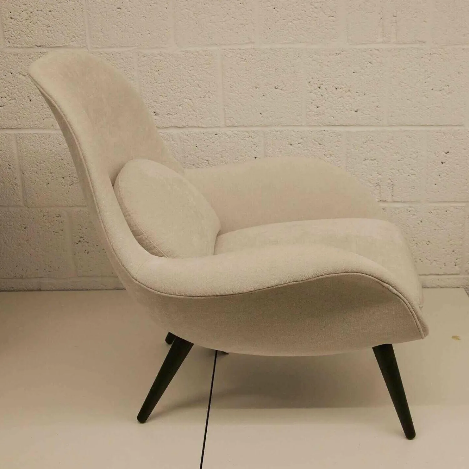 Fredericia Relaxsessel|Sessel Swoon Lounge Stoff Maple 102 Creme Holz Schwarz Lackiert