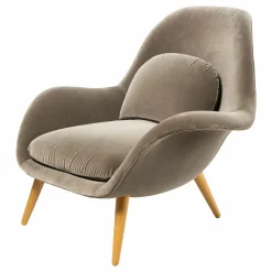 Fredericia Loungesessel|Sessel Swoon Stoff Harald 2 Schlammfarben 242 Cat. 2 Braun Gestell Eiche Lackiert