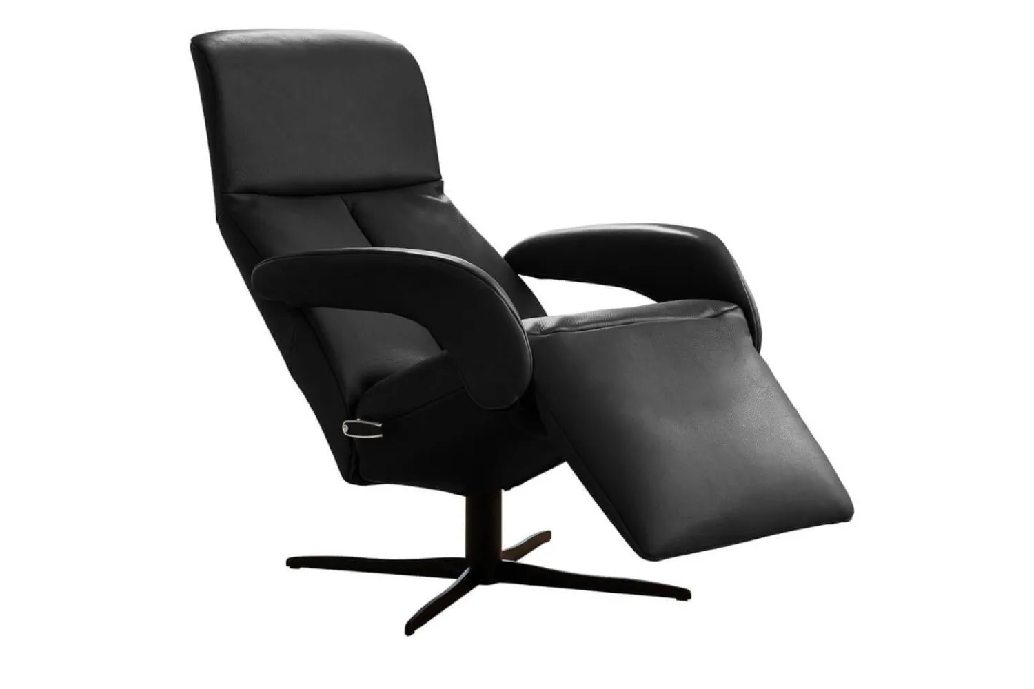 Jori Relaxsessel|Sessel Symphony Mono Move Medi Leder Celia Nero Schwarz 4 Stern Fuß Gewellt Lackiert Schwarz