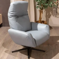 Contur Relaxsessel|Sessel Terni Leder K Mariposa Pool Grau Blau Sternfuß Anthrazit Mit Hocker