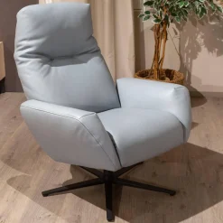 Contur Relaxsessel|Sessel Terni Leder K Mariposa Pool Grau Blau Sternfuß Anthrazit Mit Hocker
