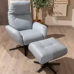 Contur Relaxsessel|Sessel Terni Leder K Mariposa Pool Grau Blau Sternfuß Anthrazit Mit Hocker