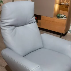 Contur Relaxsessel|Sessel Terni Leder K Mariposa Pool Grau Blau Sternfuß Anthrazit Mit Hocker