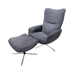 Jori Relaxsessel|Sessel Time Out Stoff Siena 12 Grau 4 Stern Fuß Metall Schwarz Lackiert Inklusive Hocker