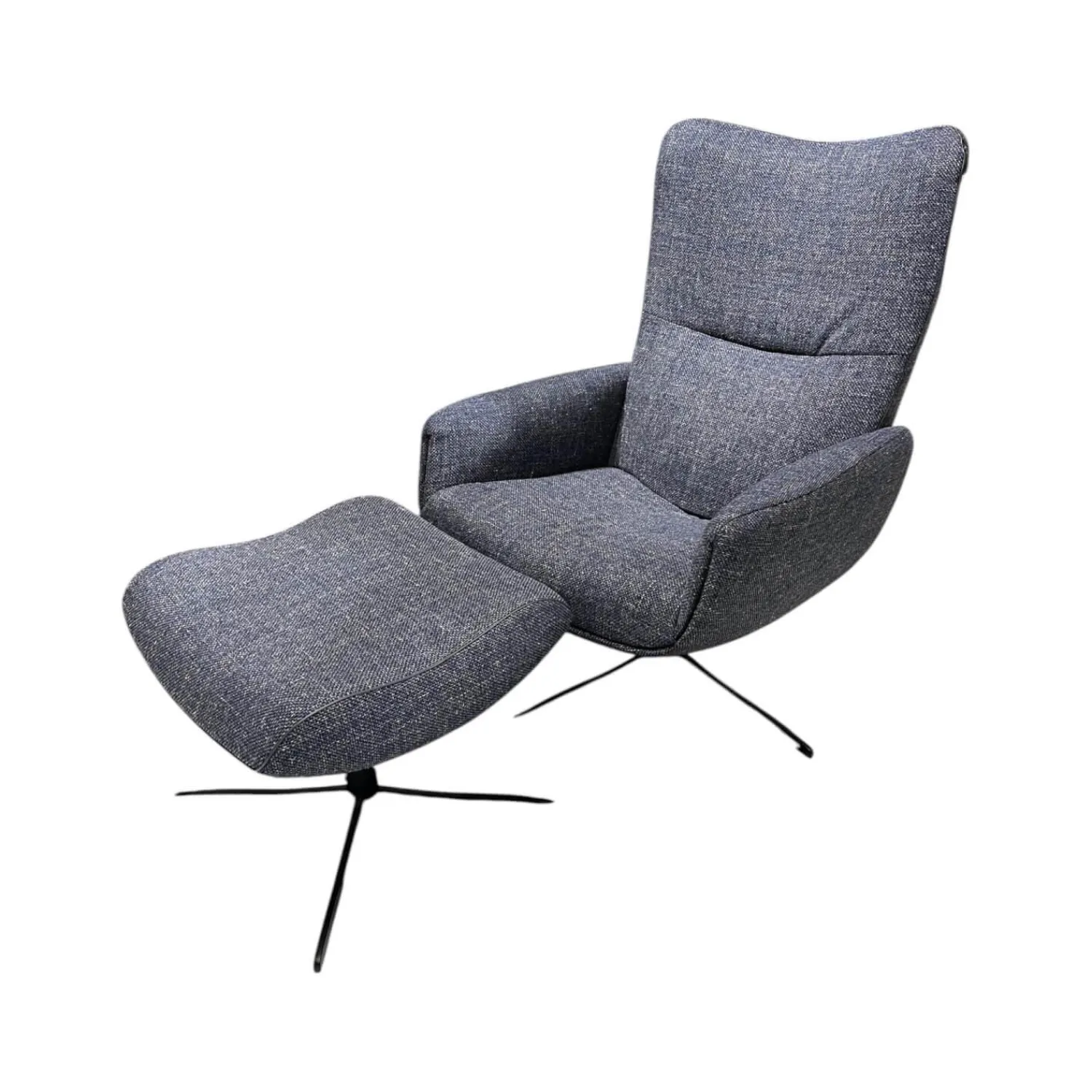 Jori Relaxsessel|Sessel Time Out Stoff Siena 12 Grau 4 Stern Fuß Metall Schwarz Lackiert Inklusive Hocker