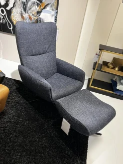 Jori Relaxsessel|Sessel Time Out Stoff Siena 12 Grau 4 Stern Fuß Metall Schwarz Lackiert Inklusive Hocker