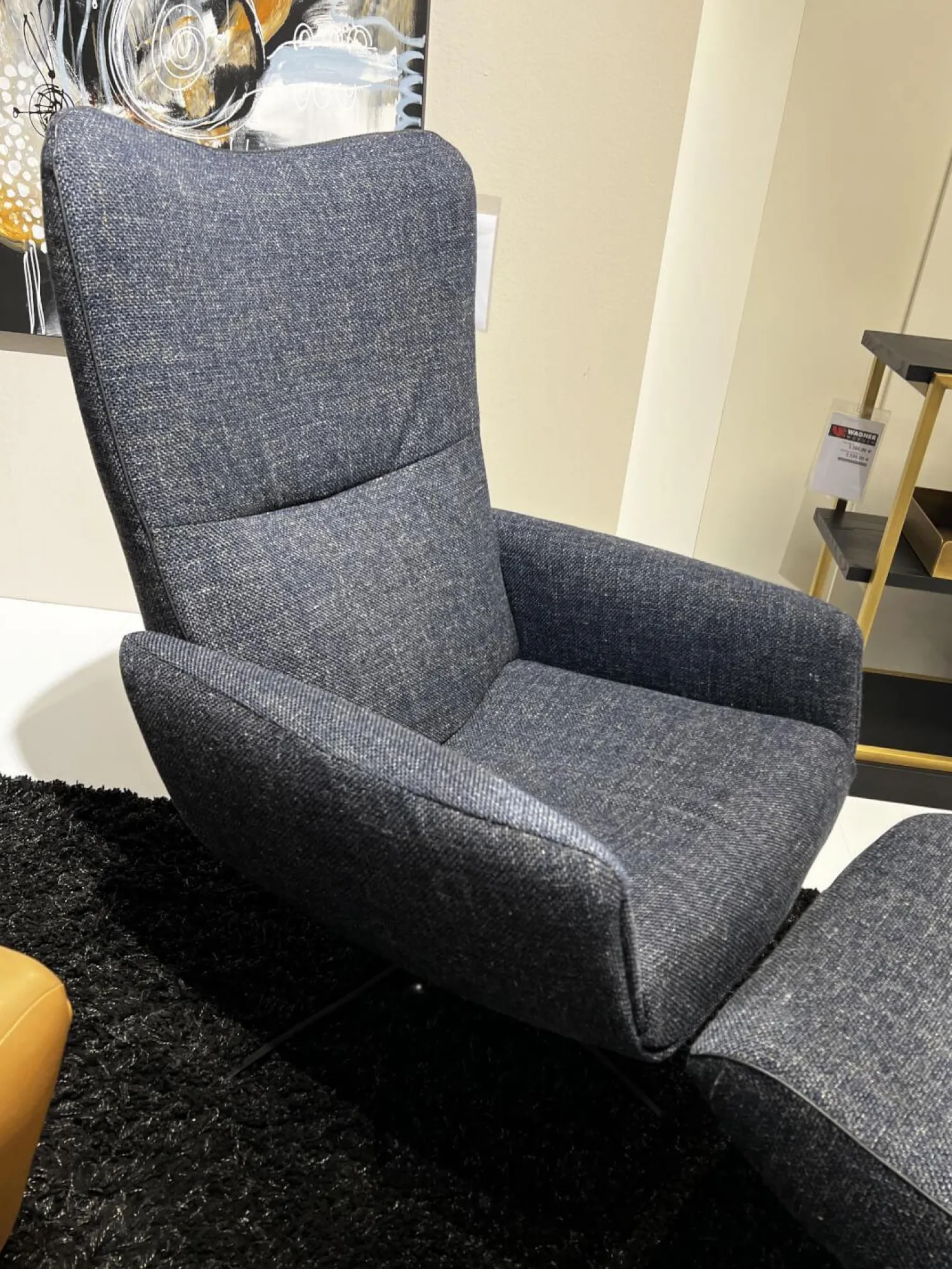 Jori Relaxsessel|Sessel Time Out Stoff Siena 12 Grau 4 Stern Fuß Metall Schwarz Lackiert Inklusive Hocker