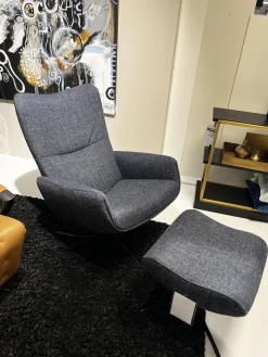 Jori Relaxsessel|Sessel Time Out Stoff Siena 12 Grau 4 Stern Fuß Metall Schwarz Lackiert Inklusive Hocker