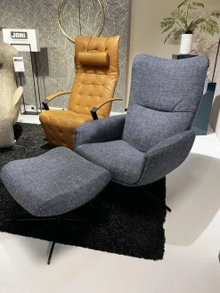 Jori Relaxsessel|Sessel Time Out Stoff Siena 12 Grau 4 Stern Fuß Metall Schwarz Lackiert Inklusive Hocker