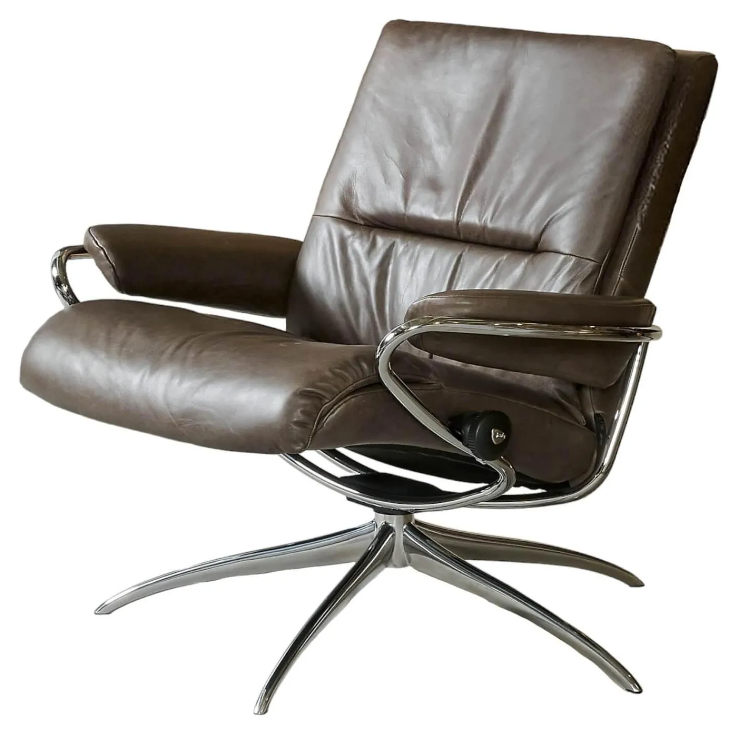 Stressless Relaxsessel|Sessel Tokyo Low Back Leder Pioneer Grey 12 Grau Star Gestell Standard Chrom Mit Balance Adapt Funktion