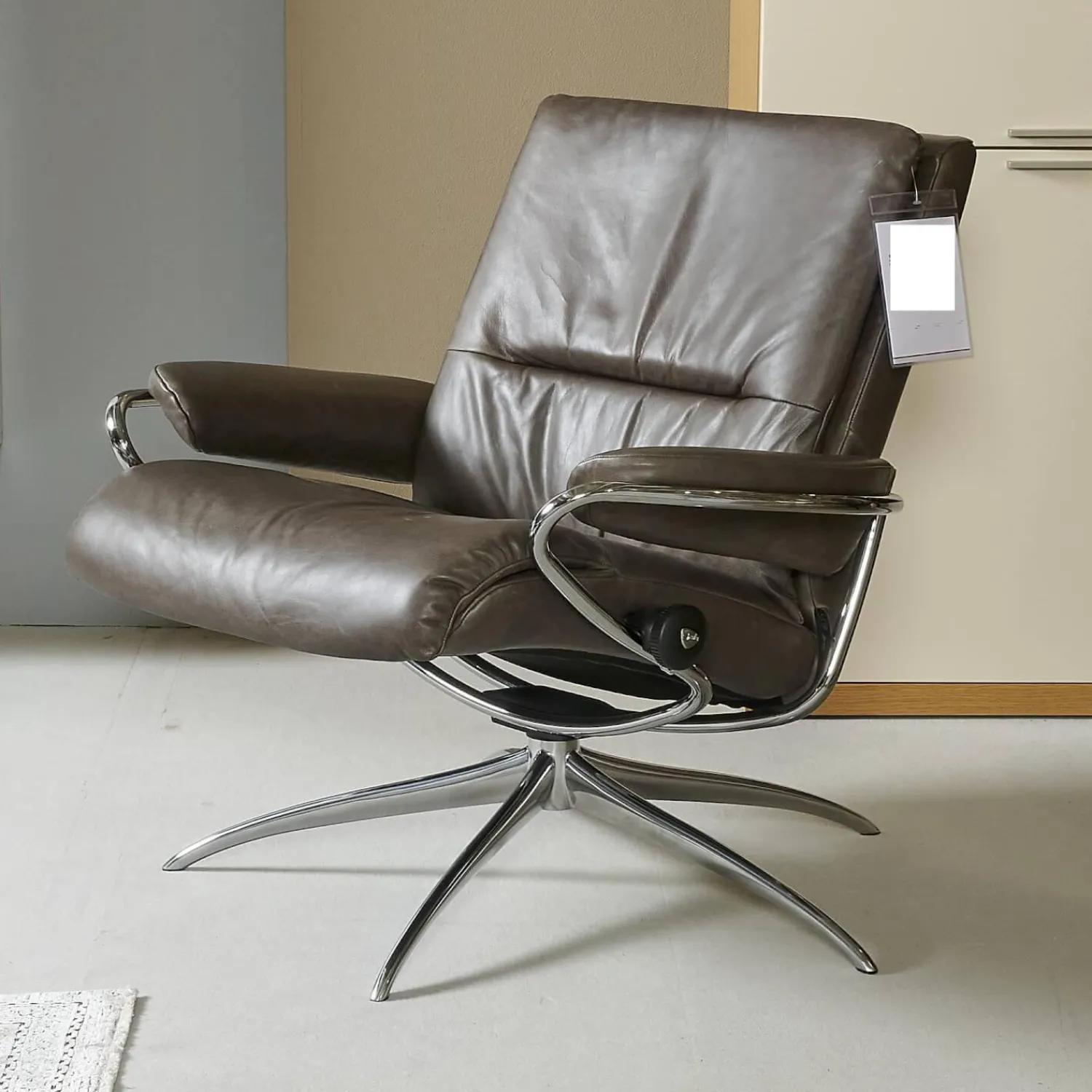 Stressless Relaxsessel|Sessel Tokyo Low Back Leder Pioneer Grey 12 Grau Star Gestell Standard Chrom Mit Balance Adapt Funktion