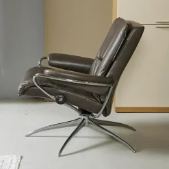 Stressless Relaxsessel|Sessel Tokyo Low Back Leder Pioneer Grey 12 Grau Star Gestell Standard Chrom Mit Balance Adapt Funktion