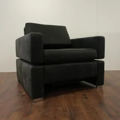 Brühl Relaxsessel|Sessel Tomo Leder Glove 5625 10 Grau Füße Metall Verchromt Mit Fußstütze