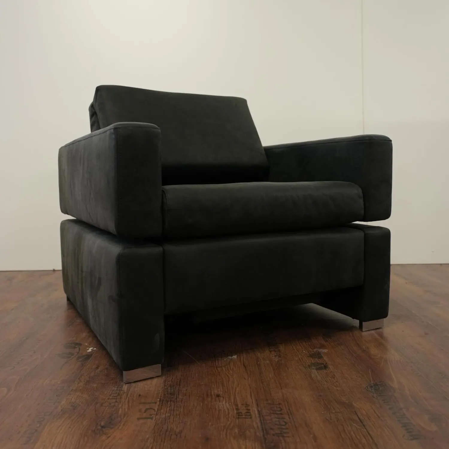 Brühl Relaxsessel|Sessel Tomo Leder Glove 5625 10 Grau Füße Metall Verchromt Mit Fußstütze