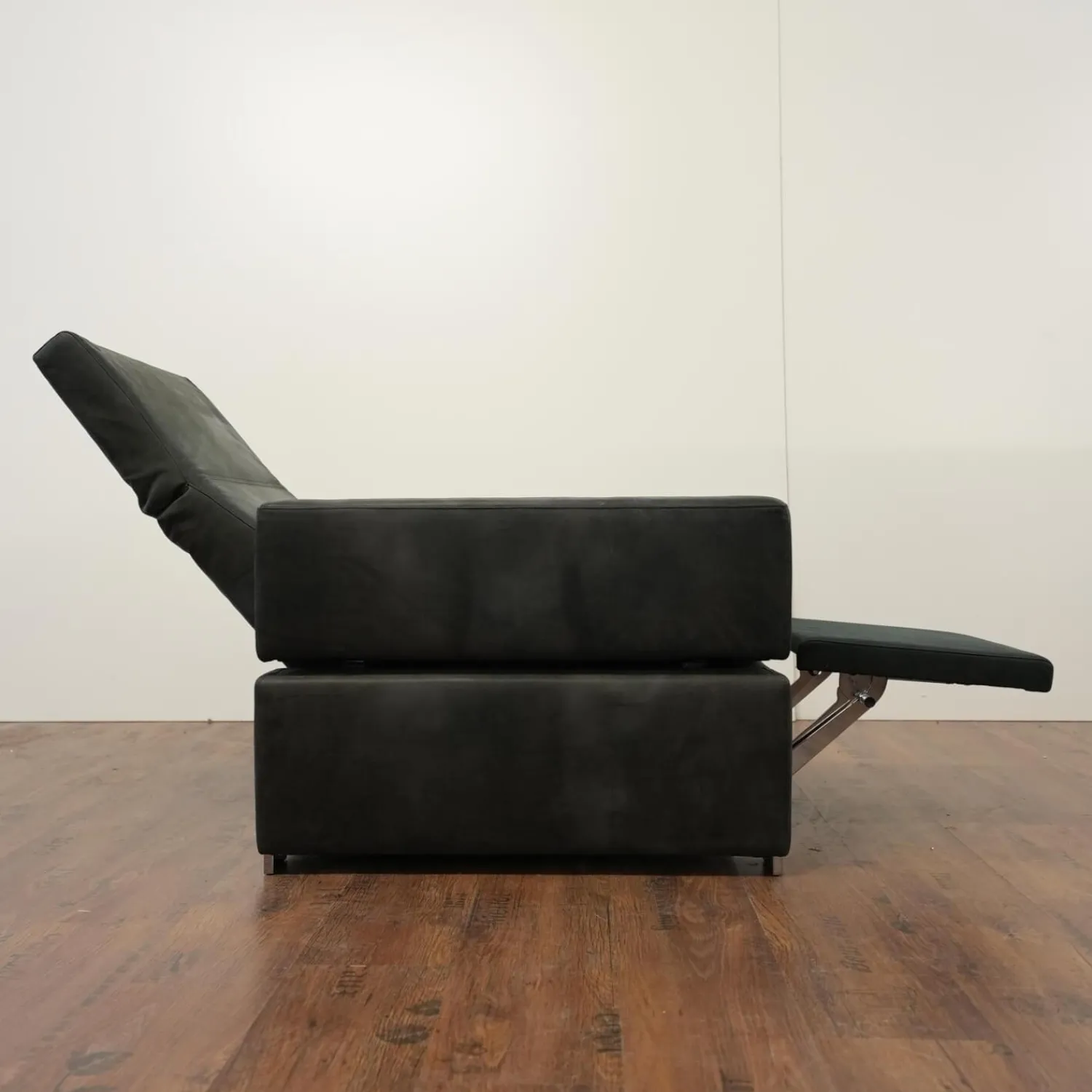 Brühl Relaxsessel|Sessel Tomo Leder Glove 5625 10 Grau Füße Metall Verchromt Mit Fußstütze