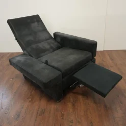 Brühl Relaxsessel|Sessel Tomo Leder Glove 5625 10 Grau Füße Metall Verchromt Mit Fußstütze