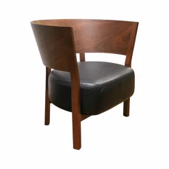 Conde House Loungesessel|Sessel Tosai Leder L3 Schwarz Gestell Nussbaum